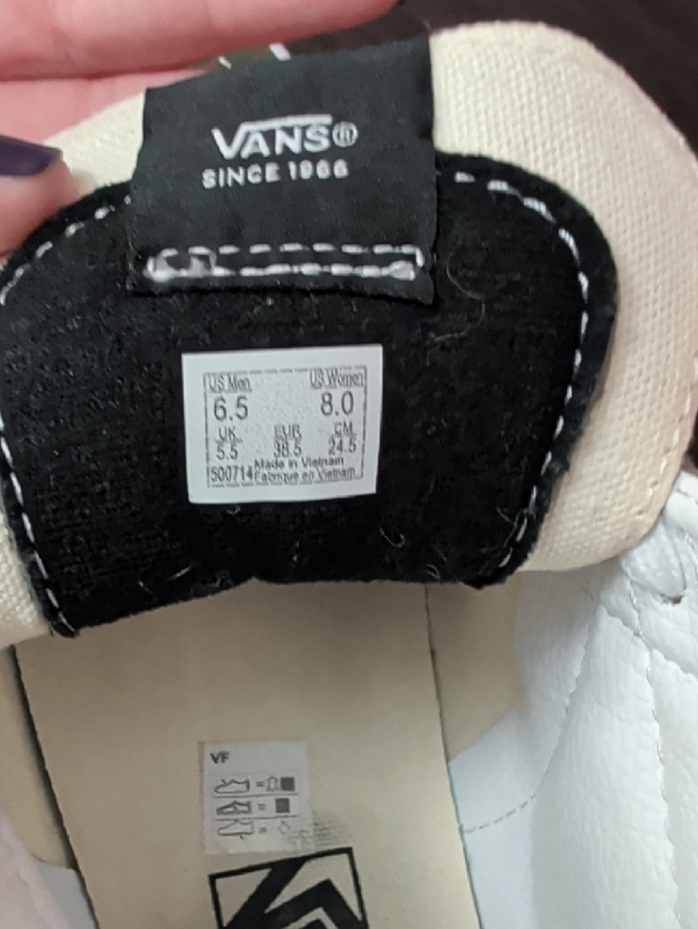 Vans Olive Green and Cream High-Top Sneakers with Floral Panels - Picture 3 of 4